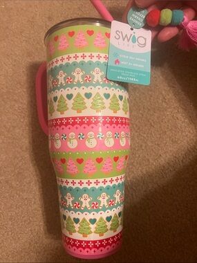 Swig Life Pink Holiday Pattern Insulated Tumbler